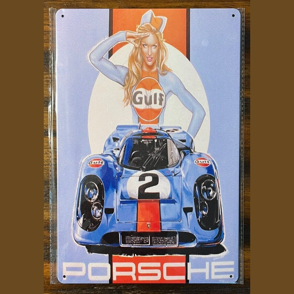 Gulf Racing Porsche Novelty Metal Sign 12" x 8" Wall Art Home & Garden:Home Décor:Plaques & Signs Style Your Walls